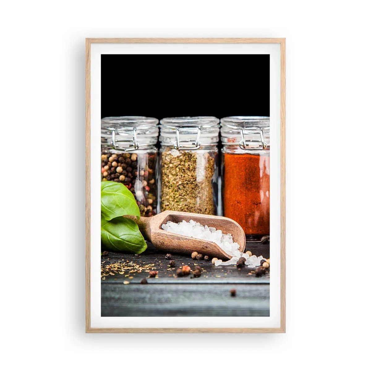 Plakat i ramme af lyst egetræ - For at livet kan smages - 61x91 cm