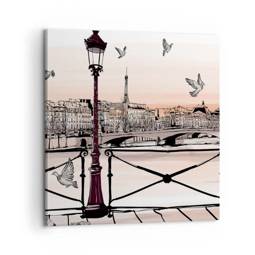 Lærredstryk - Billede på lærred - Over Paris' hustage - 60x60 cm