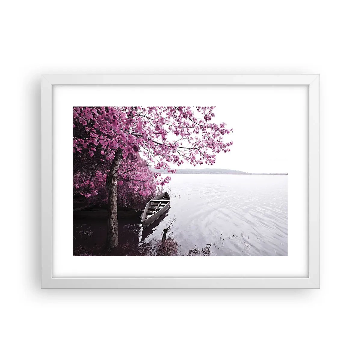 Plakat i hvid ramme - I lyserød stilhed - 40x30 cm