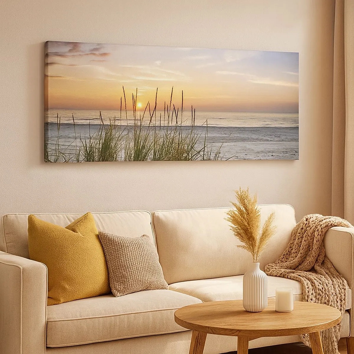 Lærredstryk - Billede på lærred - Se, tænk, føl - 100x40 cm