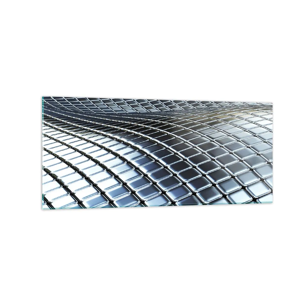 Billede på glas - Bølge i metallisk sølv - 120x50 cm