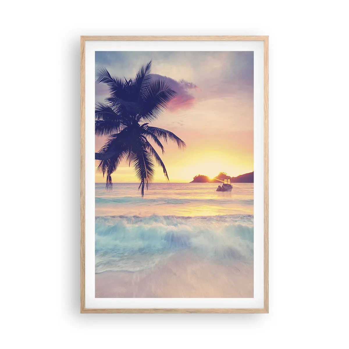 Plakat i ramme af lyst egetræ - En aften i bugten - 61x91 cm