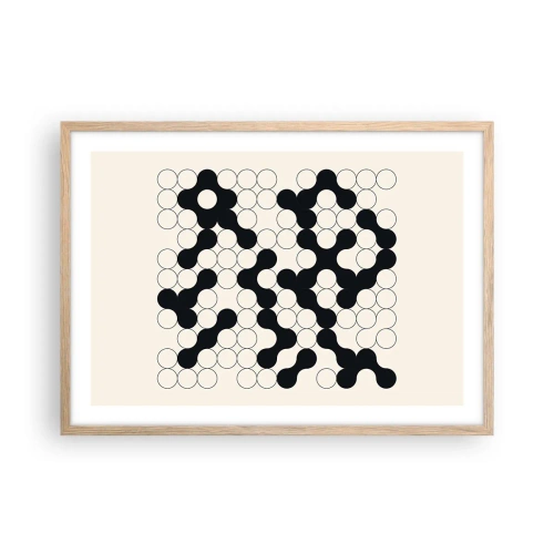 Plakat i ramme af lyst egetræ - Kinesisk spil - variation - 70x50 cm