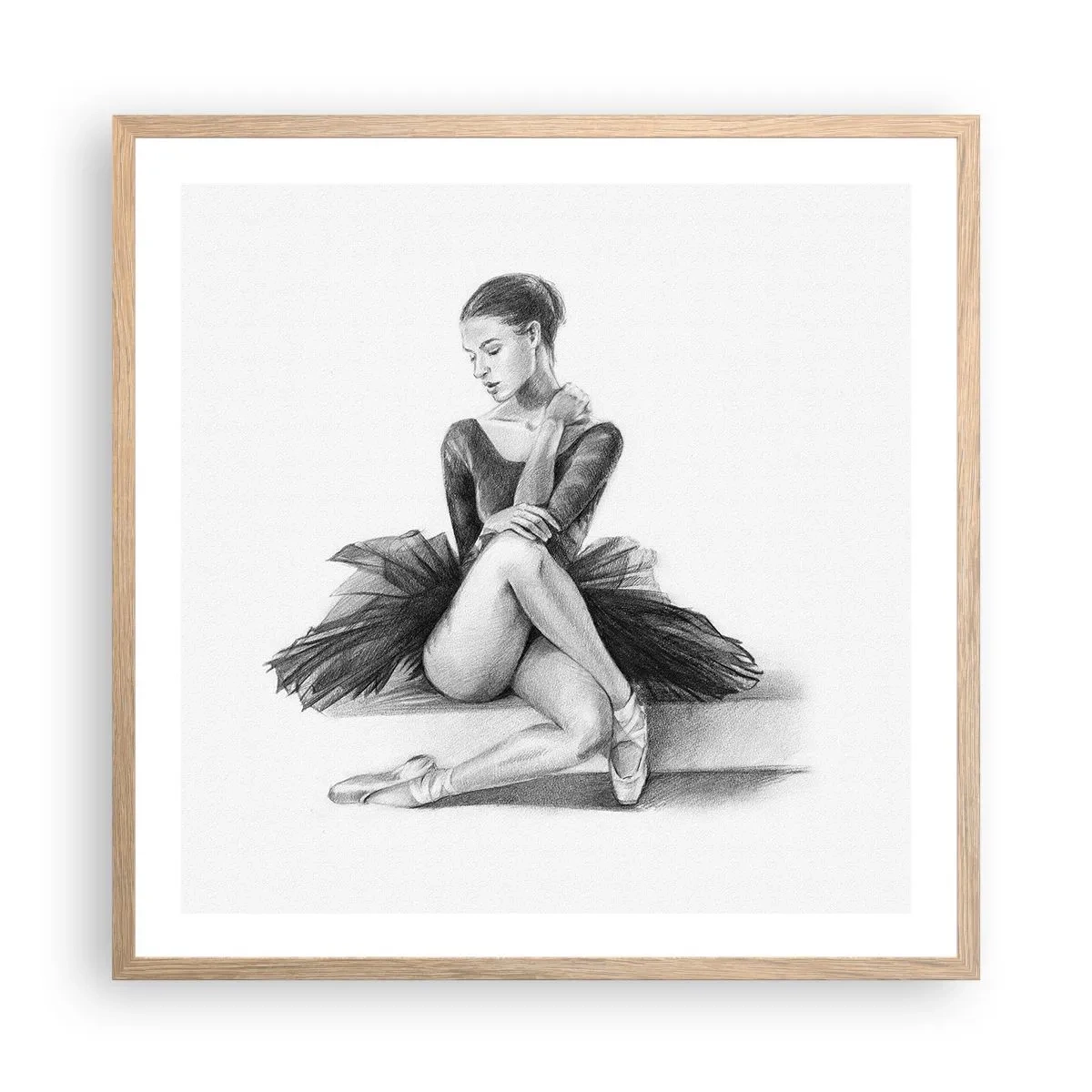 Plakat i ramme af lyst egetræ - Fortryllet af dans - 60x60 cm