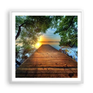 Plakat i hvid ramme - Tag dig god tid, sæt dig ned - 60x60 cm