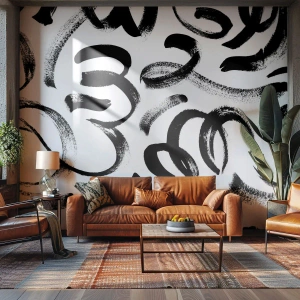 Fototapet Standard Eco - I sort og hvidt - Moderne kunst, Modernitet, Mønstre - 350x256 cm