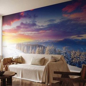 Fototapet Premium Sand - Ved højlys dag - Landskab, Bjerge, Vinter - 200x140 cm