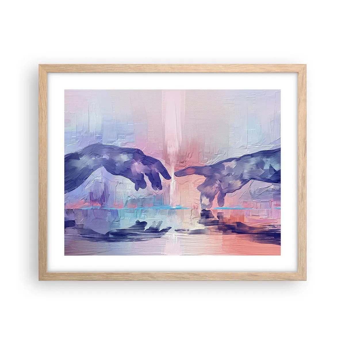 Plakat i ramme af lyst egetræ - Den guddommelige gnist af liv - 50x40 cm