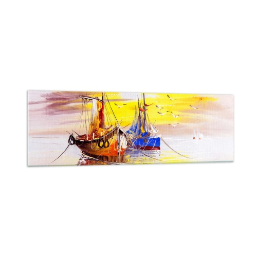 Billede på glas - Et velfortjent hvil i havnen - 160x50 cm