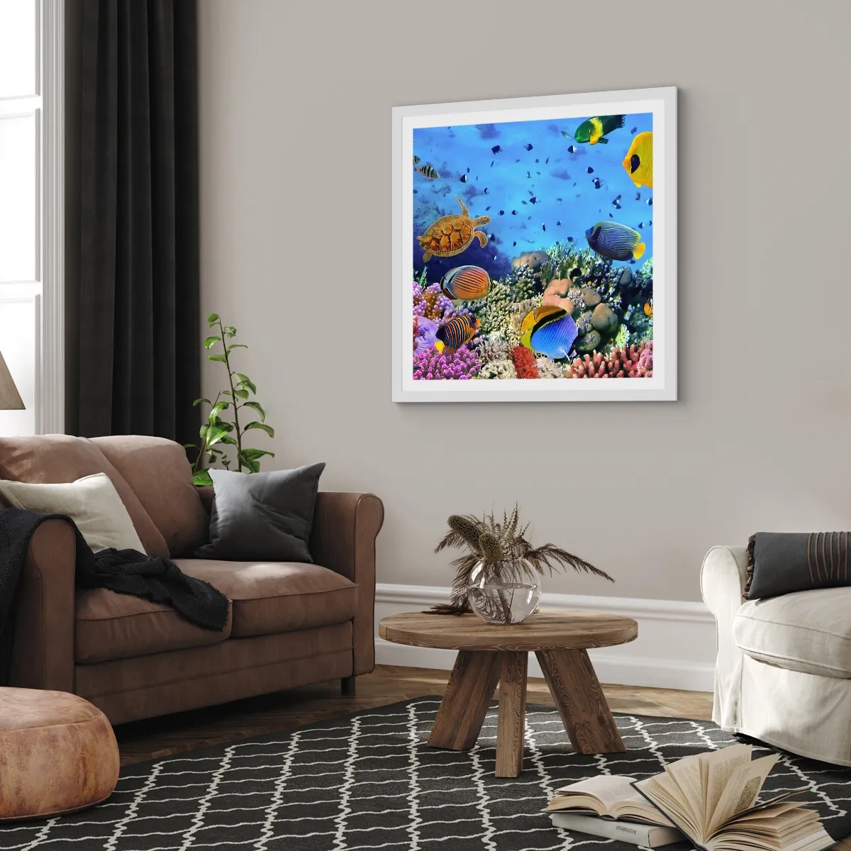 Plakat i hvid ramme - Og hvad ved vi om livet... - 50x50 cm