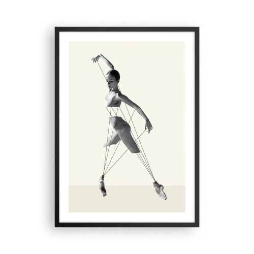 Plakat i sort ramme - En ballerina i en kunstnerisk komposition med geometriske linjer - 50x70cm - I verdens teater - Moderne vægdekoration til stue og soveværelse ARTTOR