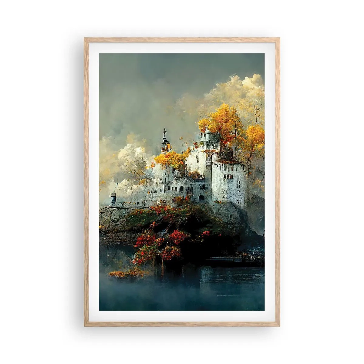 Plakat i ramme af lyst egetræ - Begyndelsen på en romantisk historie - 61x91 cm