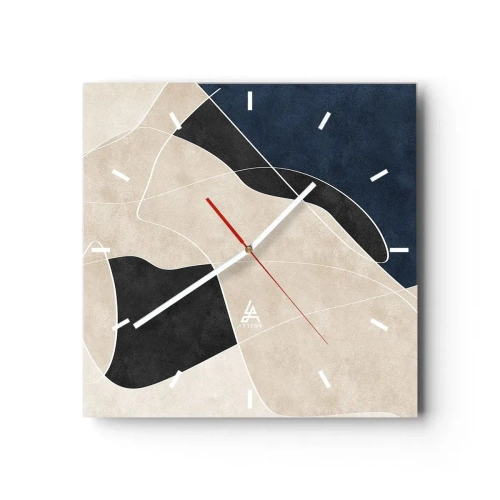 Vægur, Uret - Abstrakt komposition - kontrast af farver - 30x30 cm