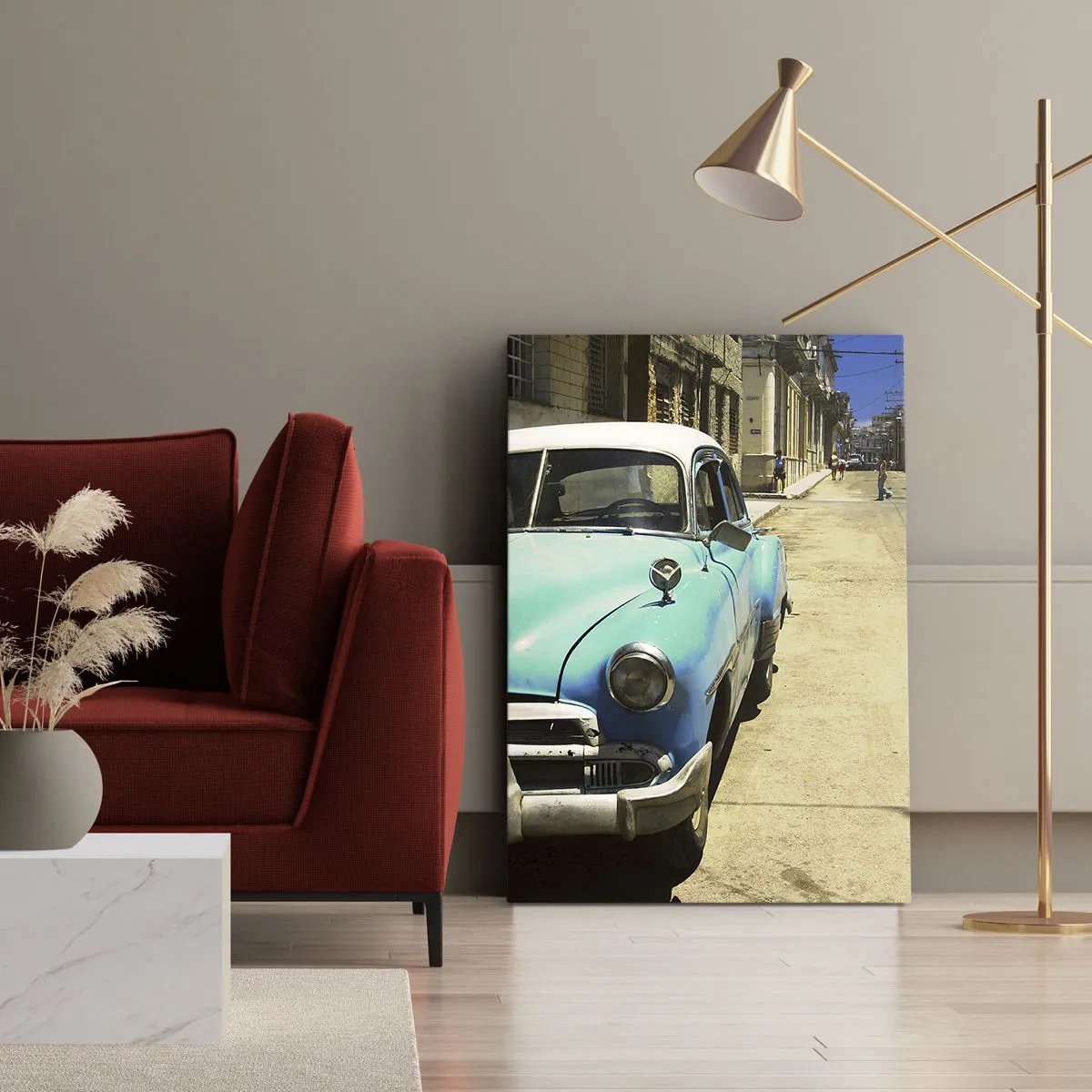 Lærredstryk - Billede på lærred - Evviva Cuba! - 45x80 cm