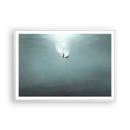 Plakat i hvid ramme - I havets favntag - 100x70 cm