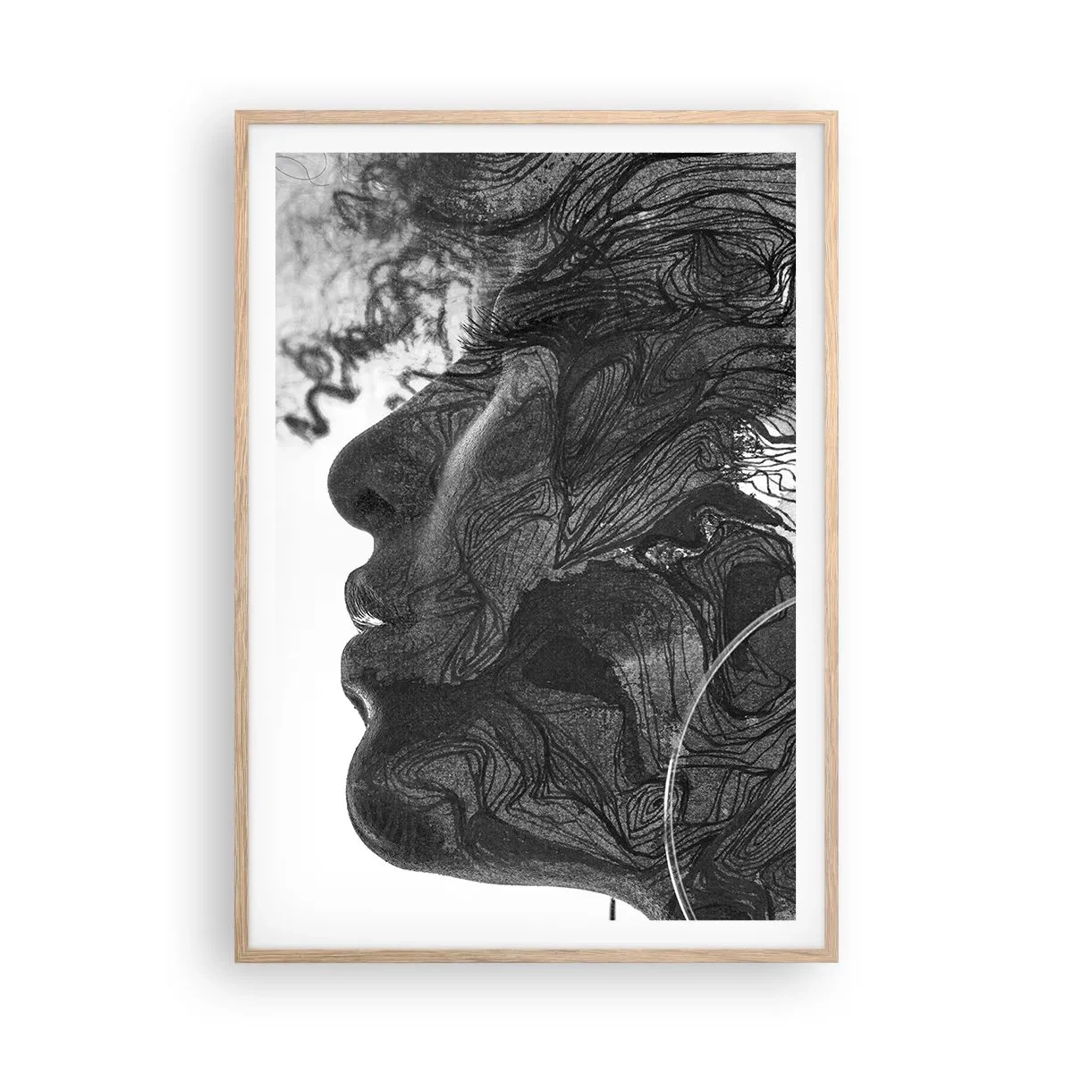 Plakat i ramme af lyst egetræ - Forviklet i drømme - 70x100 cm