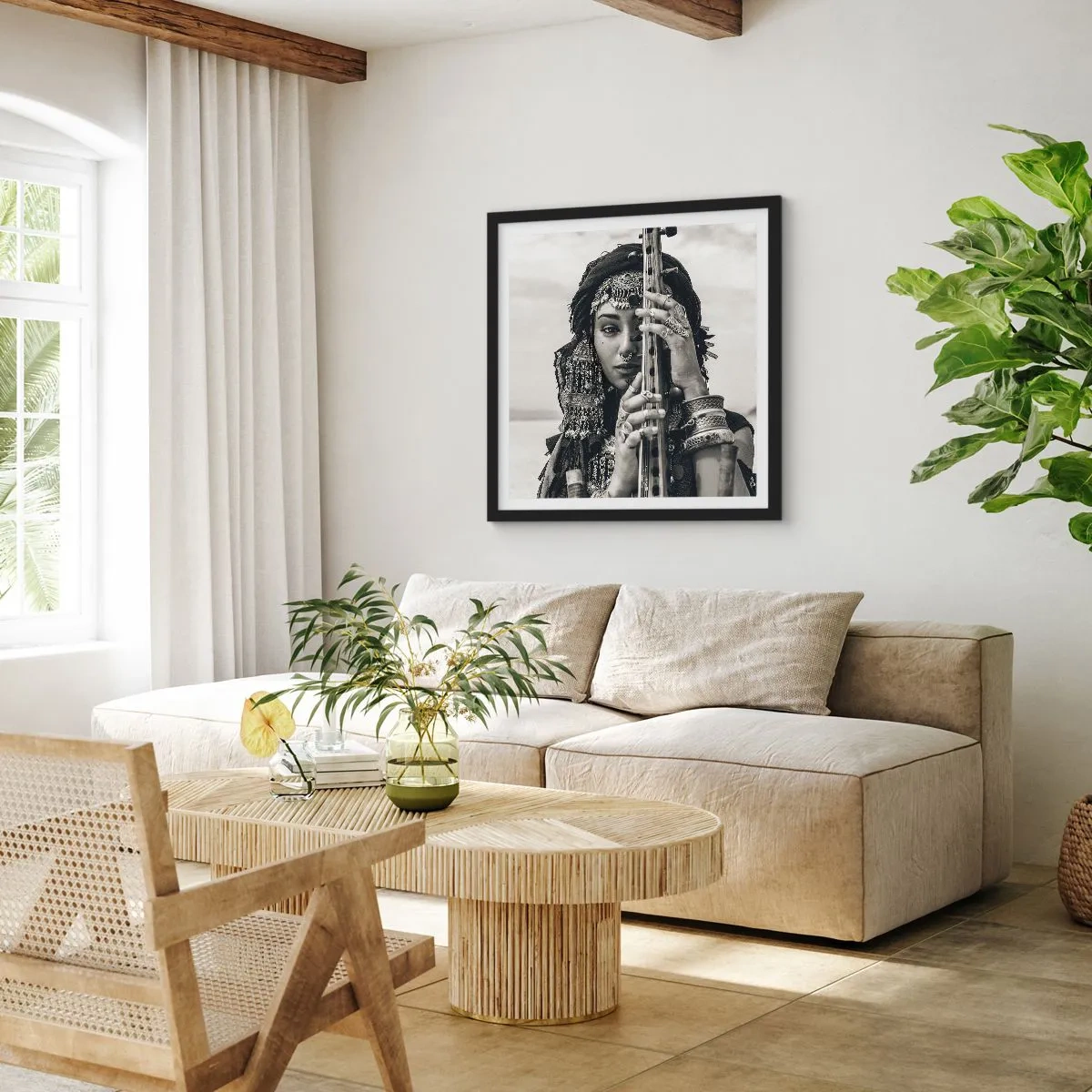 Plakat i sort ramme - Selve den orientalske musik - 60x60 cm