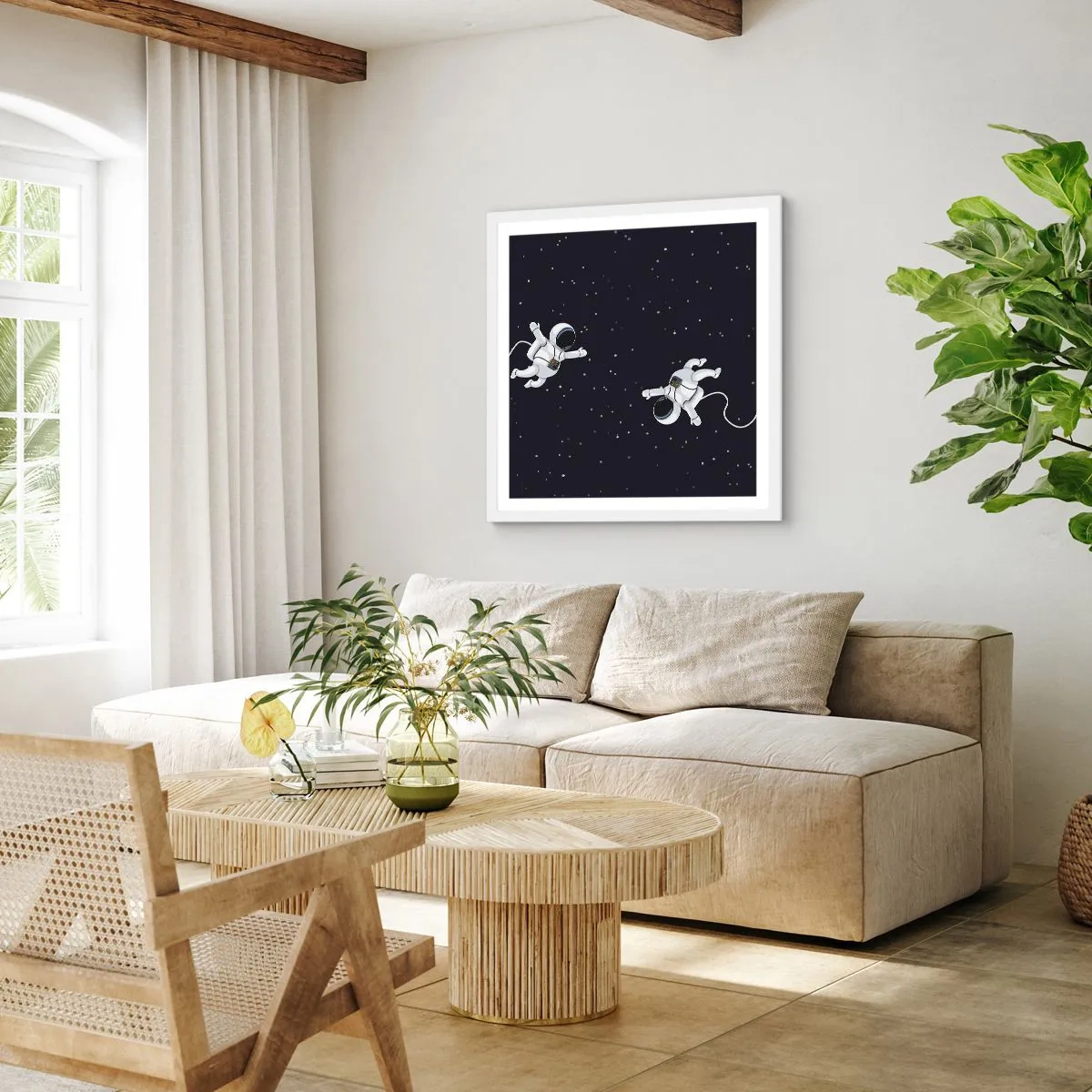 Plakat i hvid ramme - Rummet vikler sig sammen - 30x30 cm