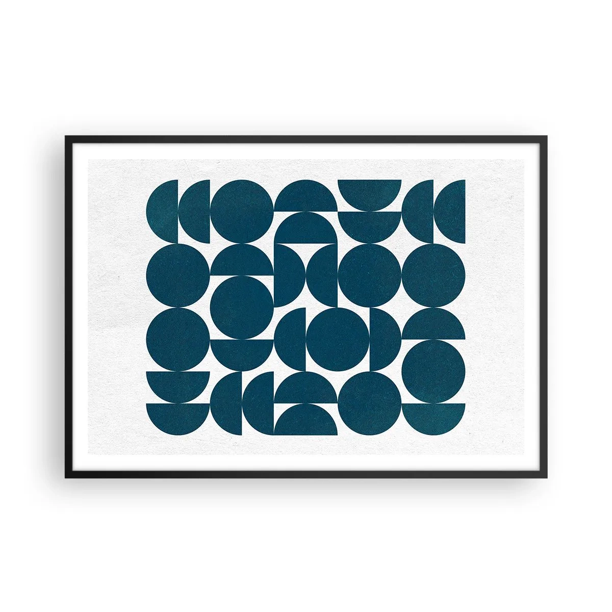 Plakat i sort ramme - Cirkler og halvcirkler - 100x70 cm