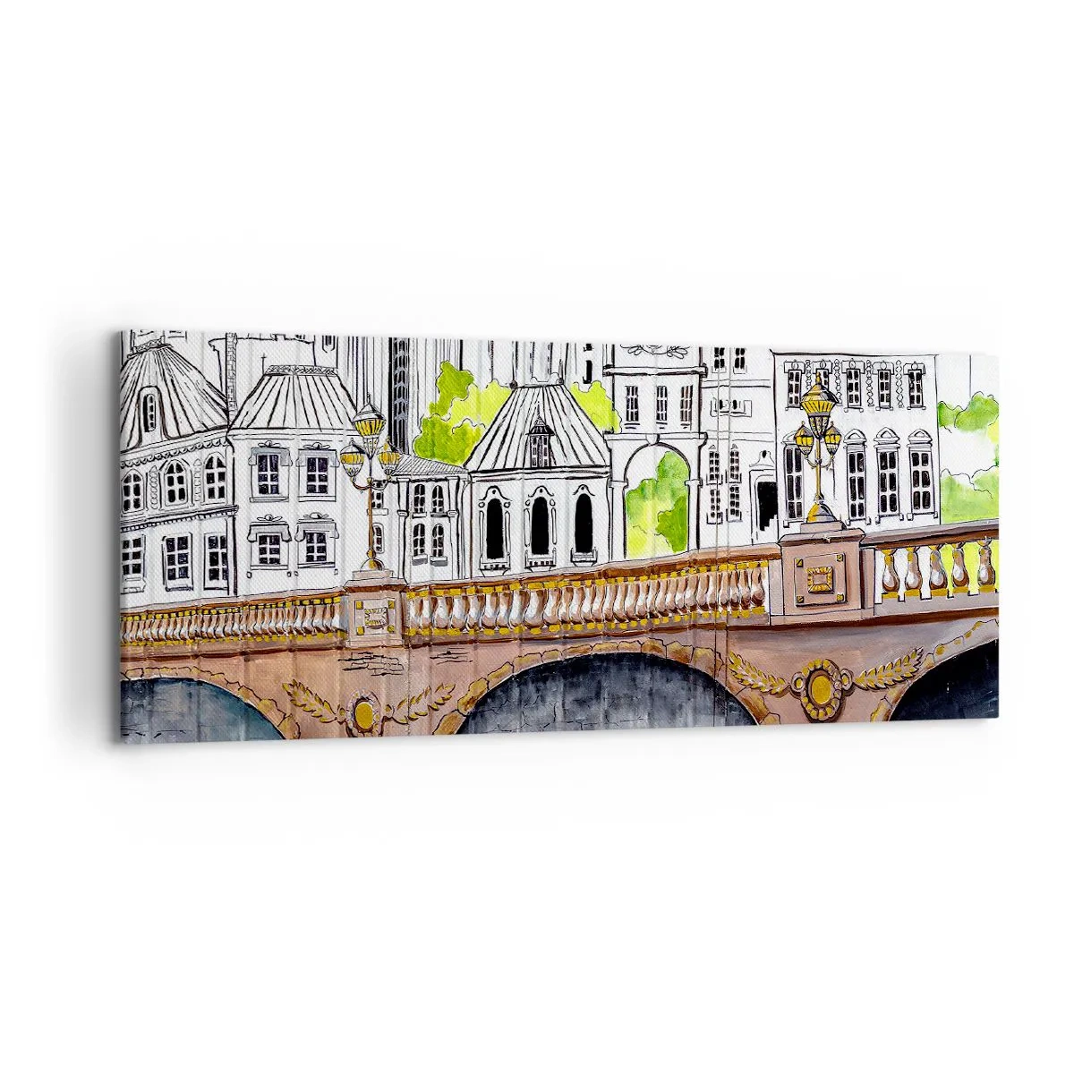 Lærredstryk - Billede på lærred - Byen som den er malet - 120x50 cm