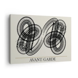 Lærredstryk - Billede på lærred - Abstrakte sorte linjer på en lys baggrund i avantgarde-stil. - 70x50cm - Det kom ud spontant - Moderne vægdekoration til stue og soveværelse ARTTOR