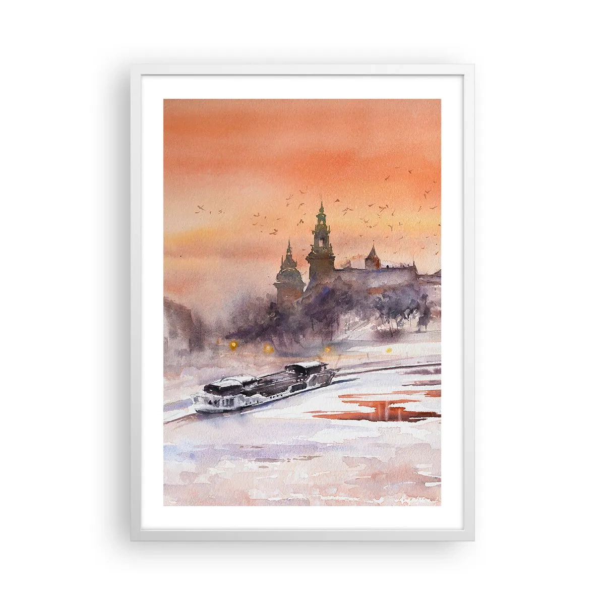 Plakat i hvid ramme - Kongelig solnedgang - 50x70 cm