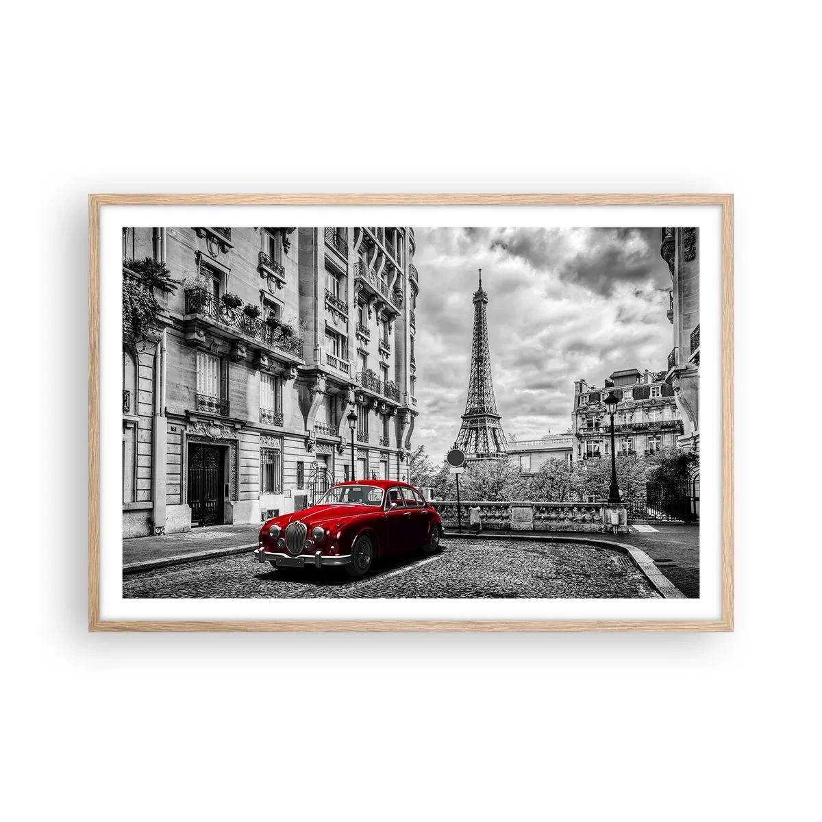Plakat i ramme af lyst egetræ - Rovdyr i byen - 91x61 cm
