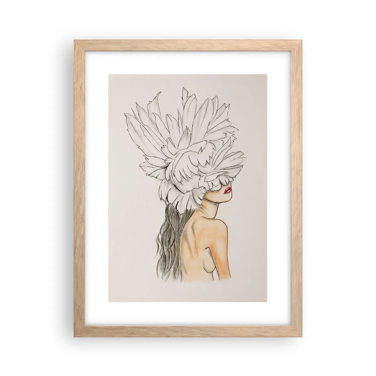 Plakat i ramme af lyst egetræ - Skønhed kronet - 30x40 cm