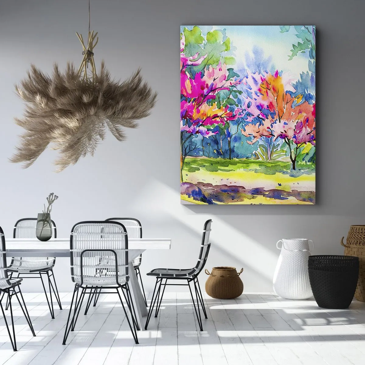 Lærredstryk - Billede på lærred - Regnbuehaven i forårets pragt - 50x70 cm