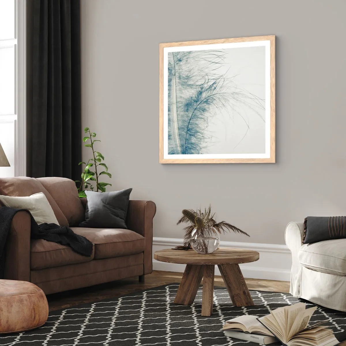 Plakat i ramme af lyst egetræ - Naturens hvisken - 30x30 cm