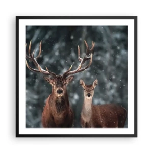 Plakat i sort ramme - Skovens herre og hans kone - 60x60 cm