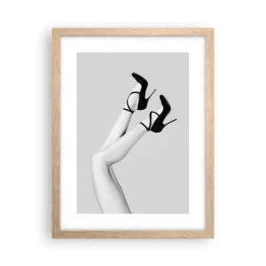 Plakat i ramme af lyst egetræ - På hovedet - 30x40 cm
