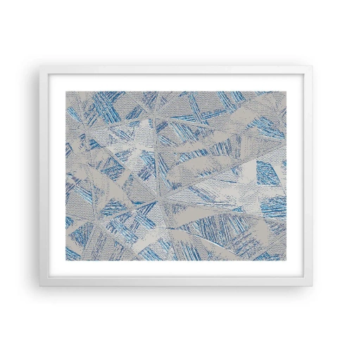 Plakat i hvid ramme - I en gråblå labyrint - 50x40 cm