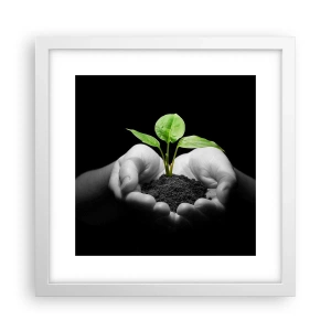 Plakat i hvid ramme - Jeg elsker naturen, jeg beskytter den - 30x30 cm