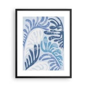 Plakat i sort ramme - Blå bregner - 40x50 cm