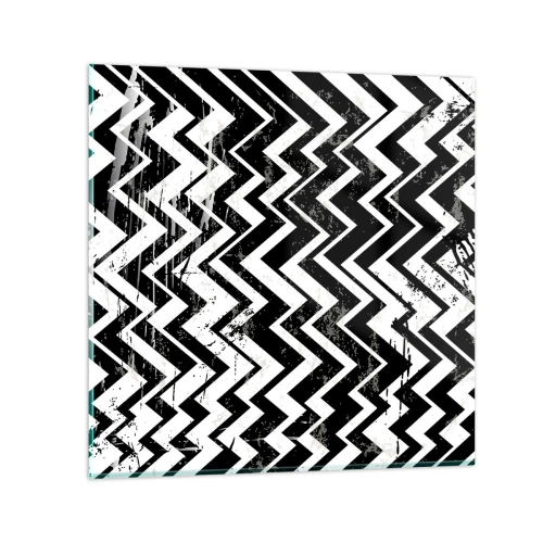 Billede på glas - Zig-hvid, zag-sort - 30x30 cm