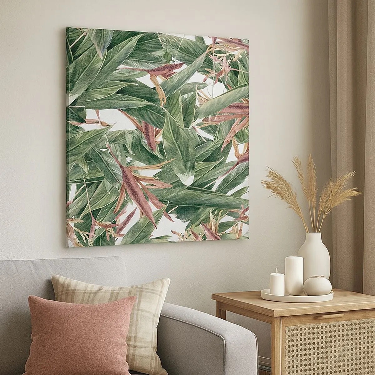 Lærredstryk - Billede på lærred - Smaragd- og syrenbuskads - 30x30 cm