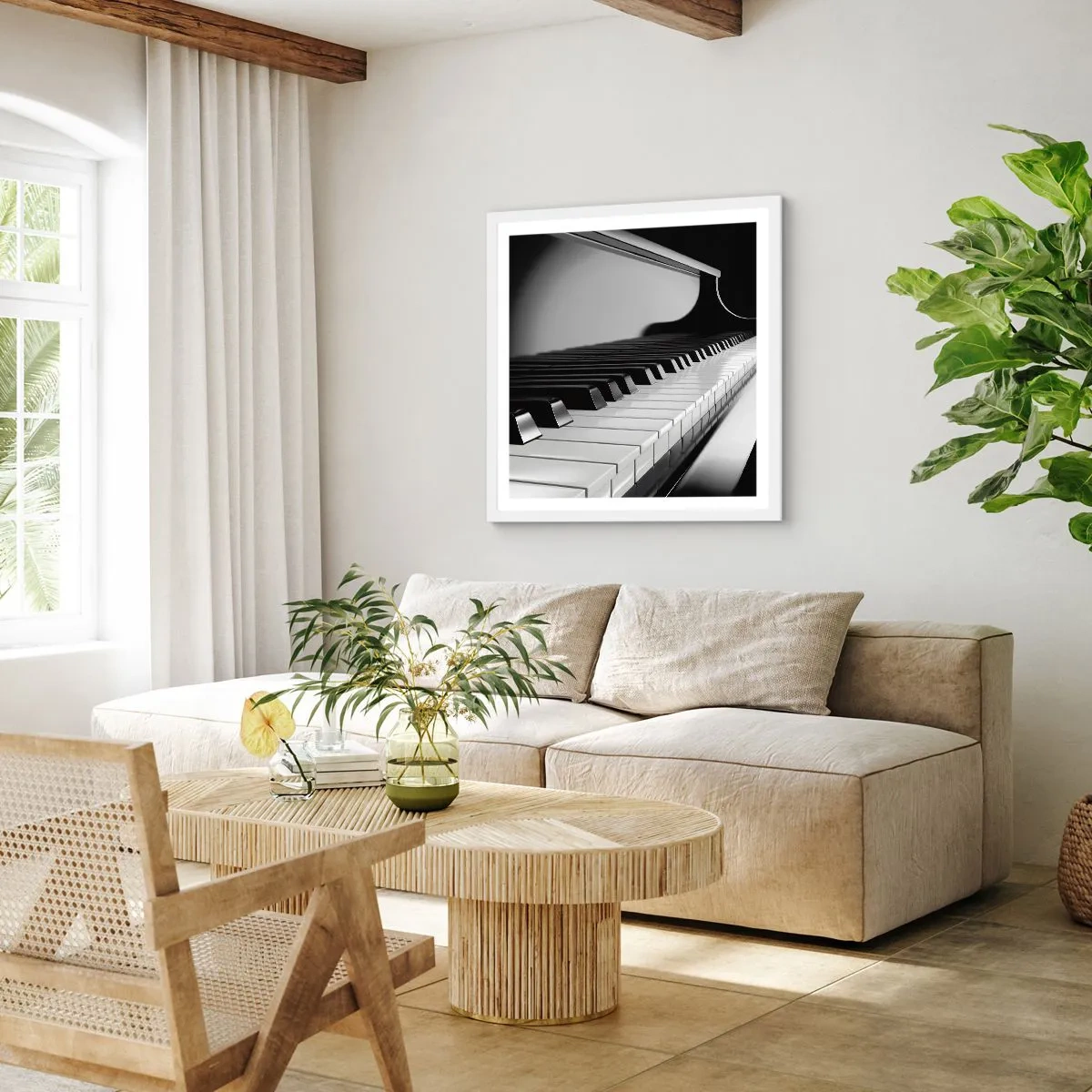 Plakat i hvid ramme - Harmoni af former og farver - 40x40 cm