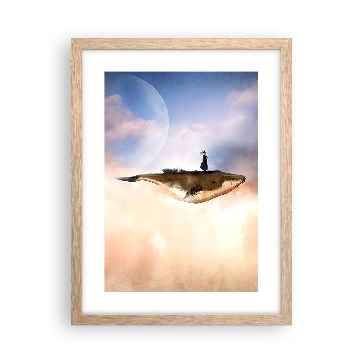 Plakat i ramme af lyst egetræ - En surrealistisk rejse - 30x40 cm