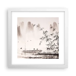 Plakat i hvid ramme - Stilhed i rismarkerne - 30x30 cm