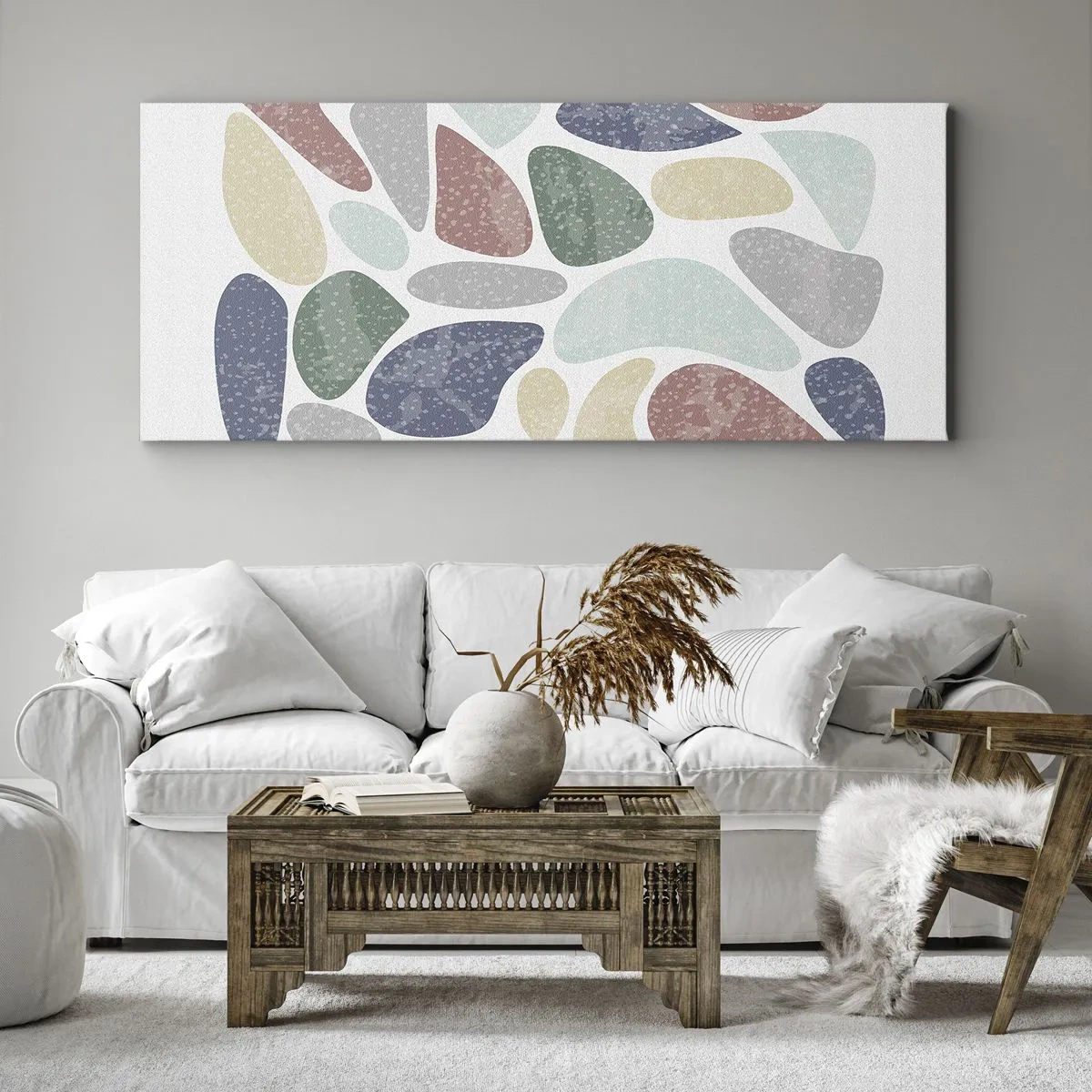 Lærredstryk - Billede på lærred - Mosaik af pulveriserede farver - 140x50 cm