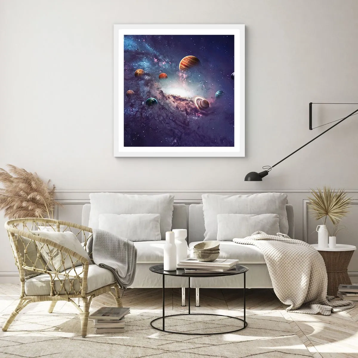 Plakat i hvid ramme - Systemet med soldans - 40x40 cm