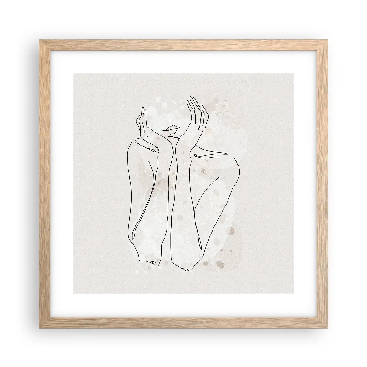 Plakat i ramme af lyst egetræ - En drømmende stund - 40x40 cm