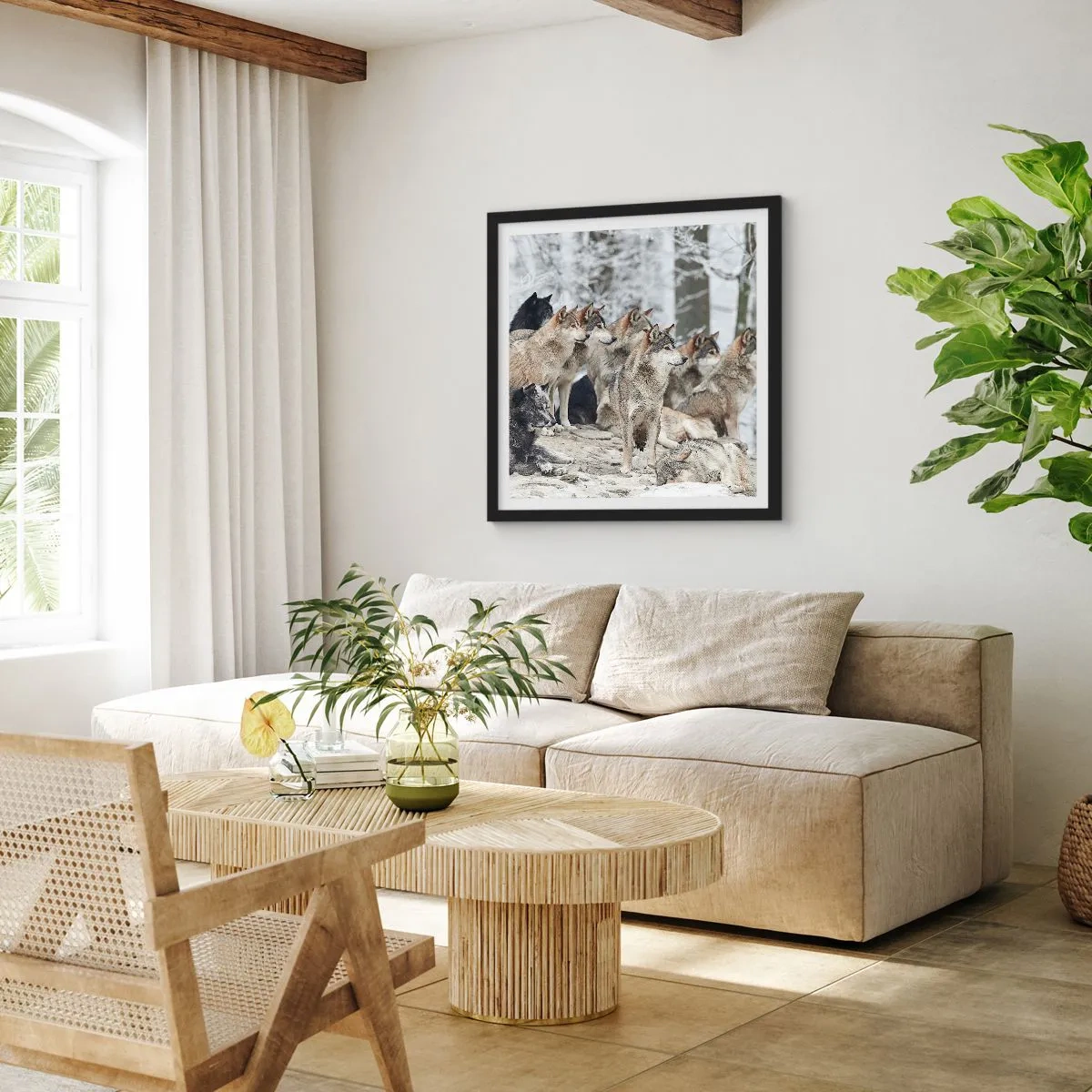 Plakat i sort ramme - Familie og venner - 50x50 cm