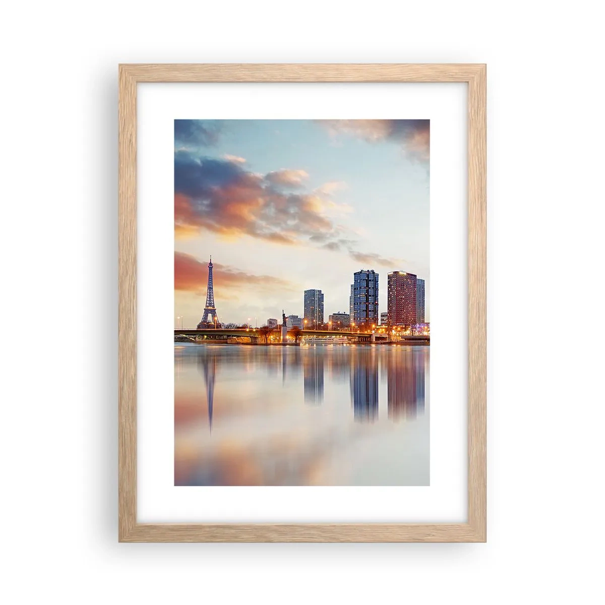 Plakat i ramme af lyst egetræ - Den monumentale ro i Paris - 30x40 cm