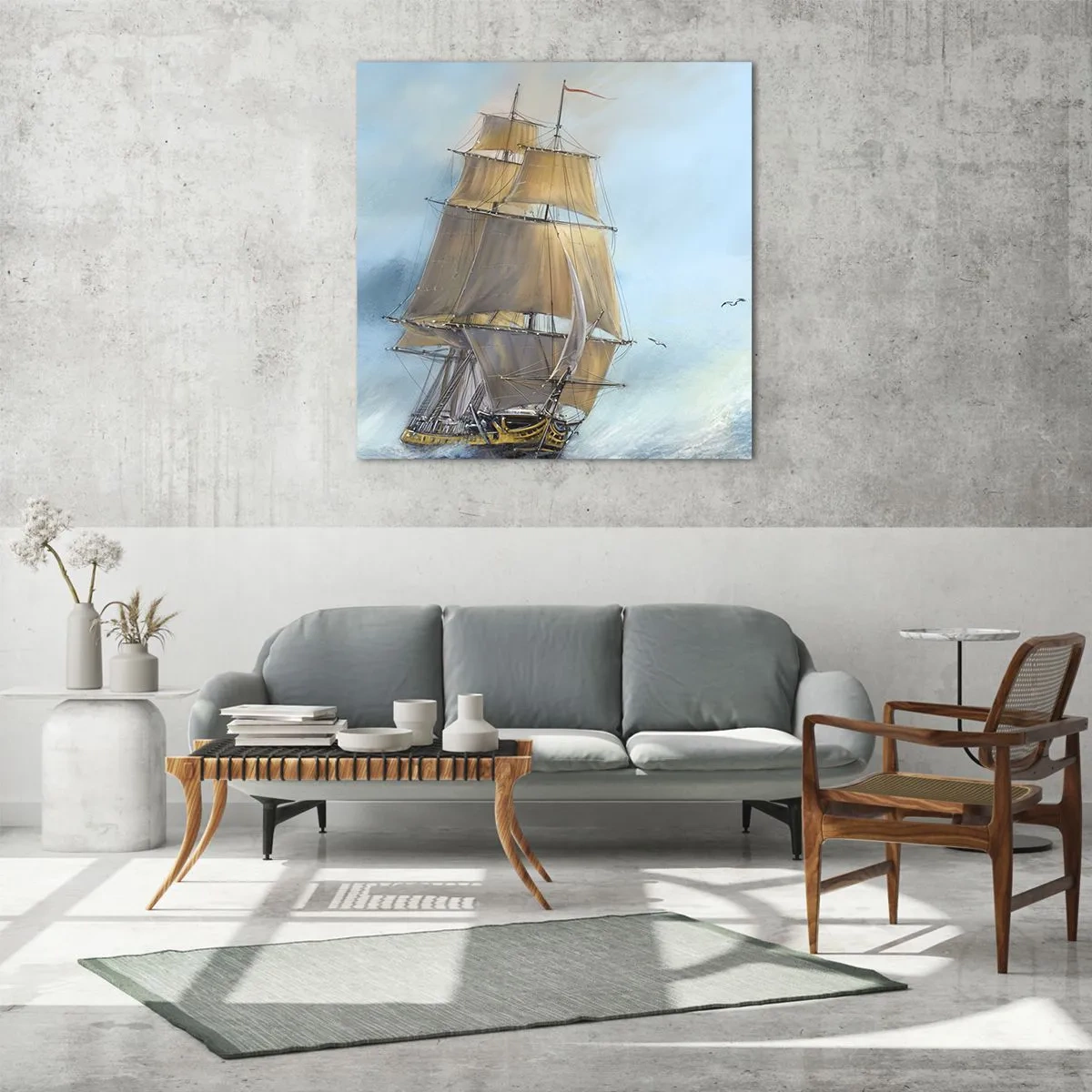 Billede på glas - Bølgende gennem bølgerne - 40x40 cm