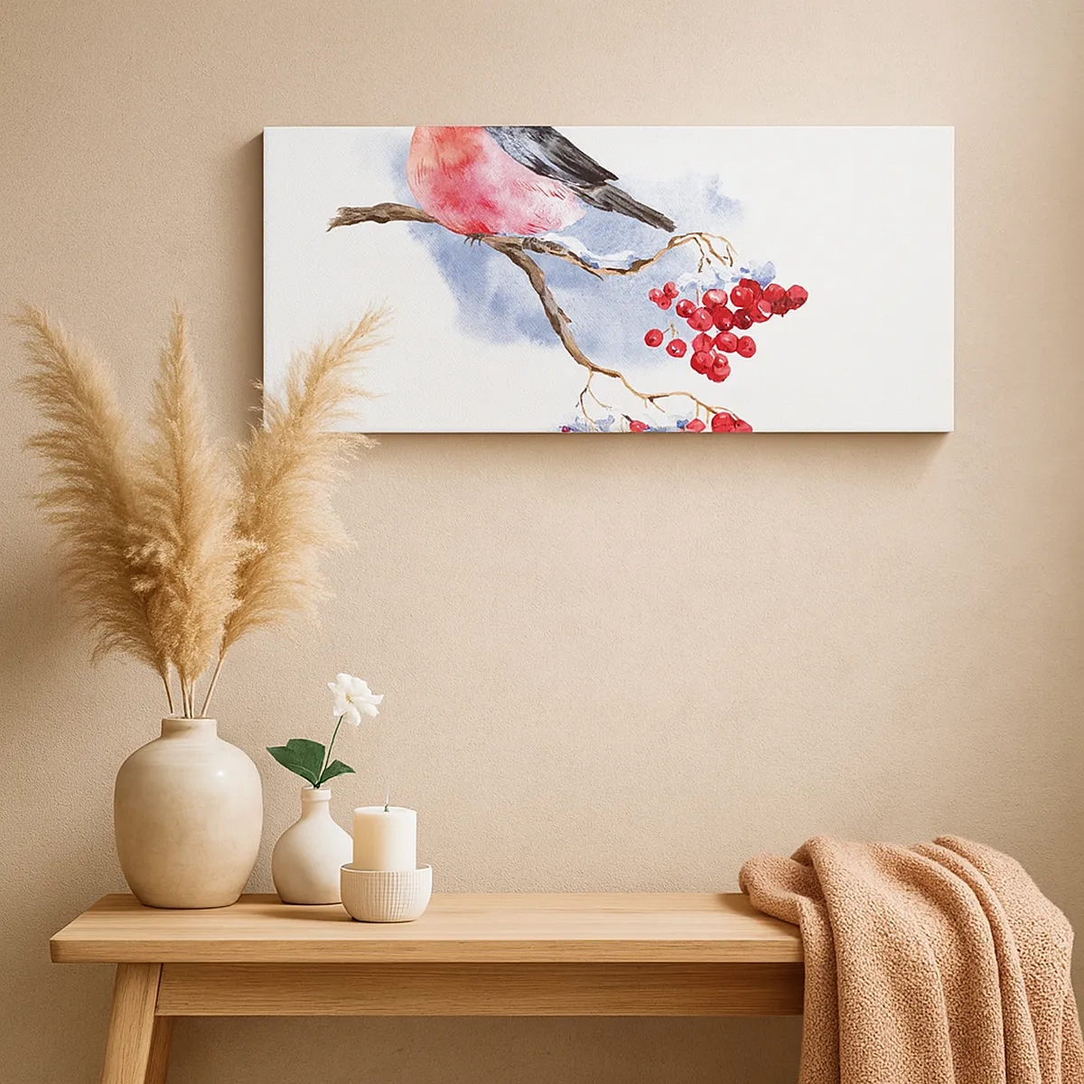 Lærredstryk - Billede på lærred - Vinter i farver - 30x30 cm