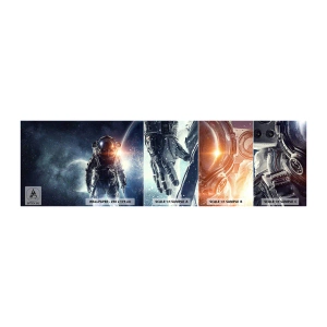 Prøve Fototapet Selvklæbende Deluxe Sticker - Et kosmisk eventyr - Kosmos, Astronaut, Stjerner - 100x30 cm
