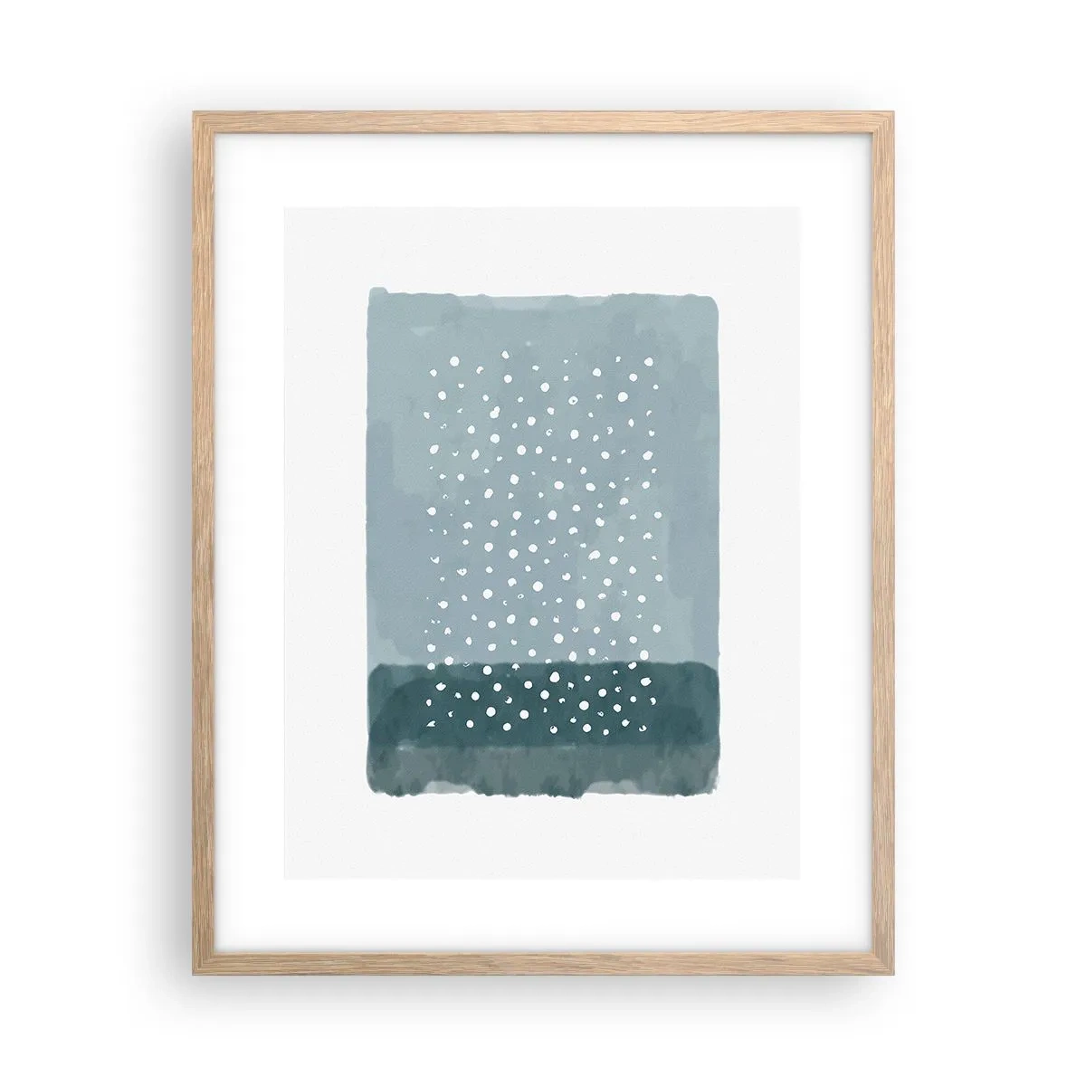 Plakat i ramme af lyst egetræ - Dyrket i blåt - 40x50 cm