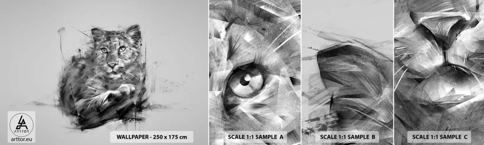 Fototapet Prøve Standard Eco - Ja, jeg lytter godt efter - Panter, Dyr, Vild kat - 100x30 cm